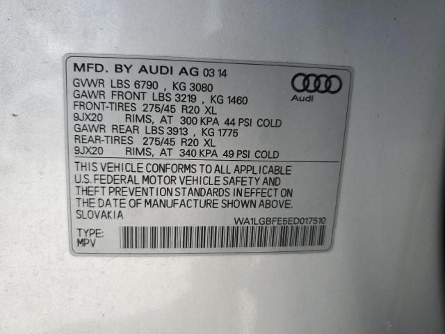 2014 Audi Q7 Premium Plus VIN: WA1LGBFE5ED017510 Lot: 59473844