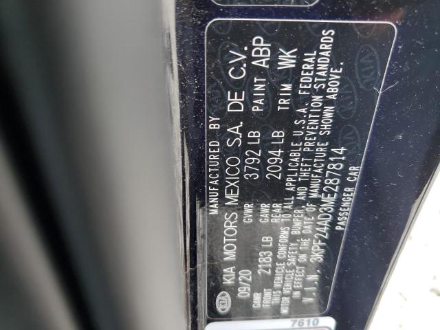 2021 Kia Forte Fe VIN: 3KPF24AD3ME287814 Lot: 57417324