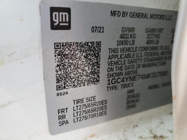 2021 Chevrolet Silverado K2500 Heavy Duty Lt VIN: 1GC4YNE74MF317585 Lot: 59570694