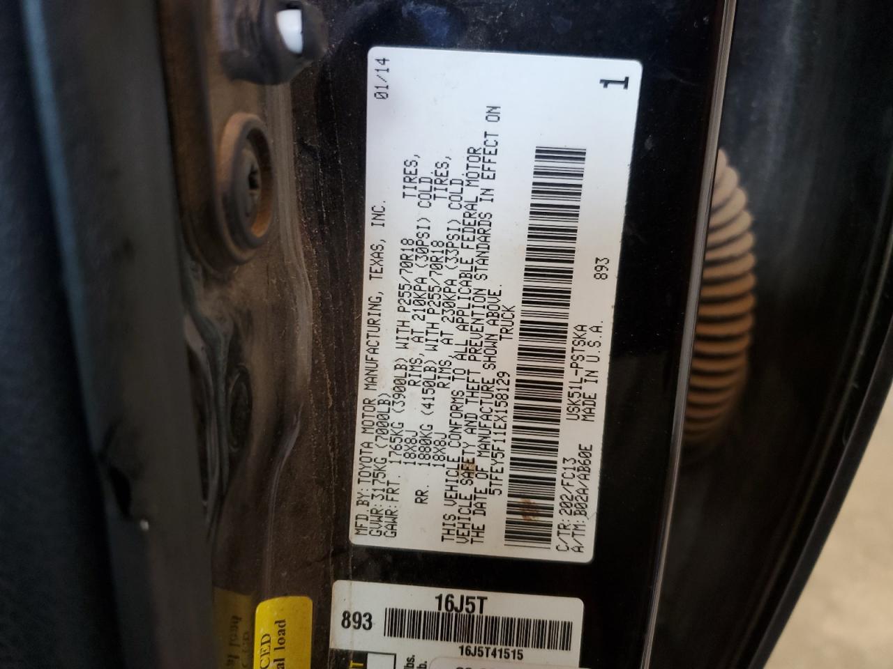 5TFEY5F11EX158129 2014 Toyota Tundra Crewmax Sr5