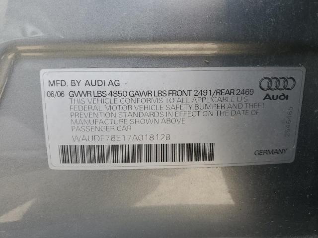 2007 Audi A4 2.0T Quattro VIN: WAUDF78E17A018128 Lot: 58698004