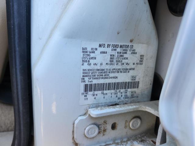 2008 Ford F350 Srw Super Duty VIN: 1FTWW31R28ED41826 Lot: 58875634