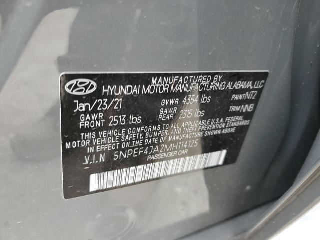 2021 Hyundai Sonata Sel VIN: 5NPEF4JA2MH114125 Lot: 60213364