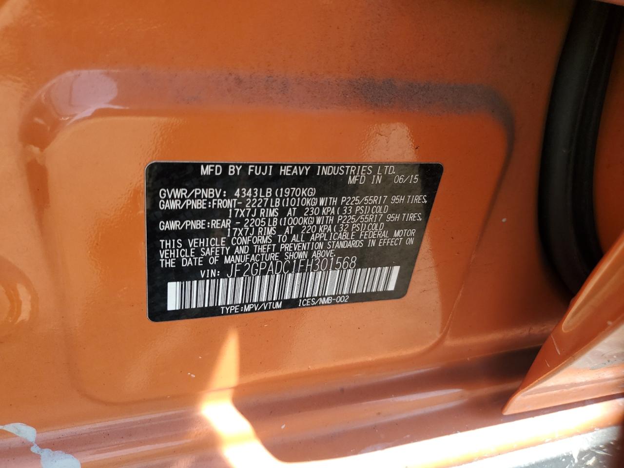 JF2GPADC1FH301568 2015 Subaru Xv Crosstrek 2.0 Premium