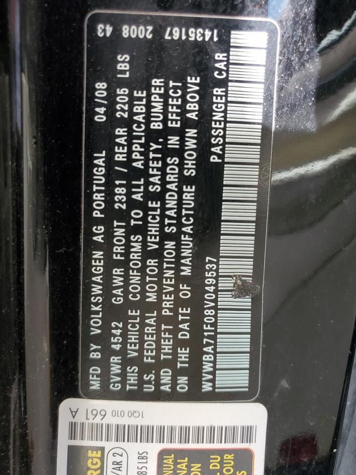 WVWBA71F08V049537 2008 Volkswagen Eos Turbo