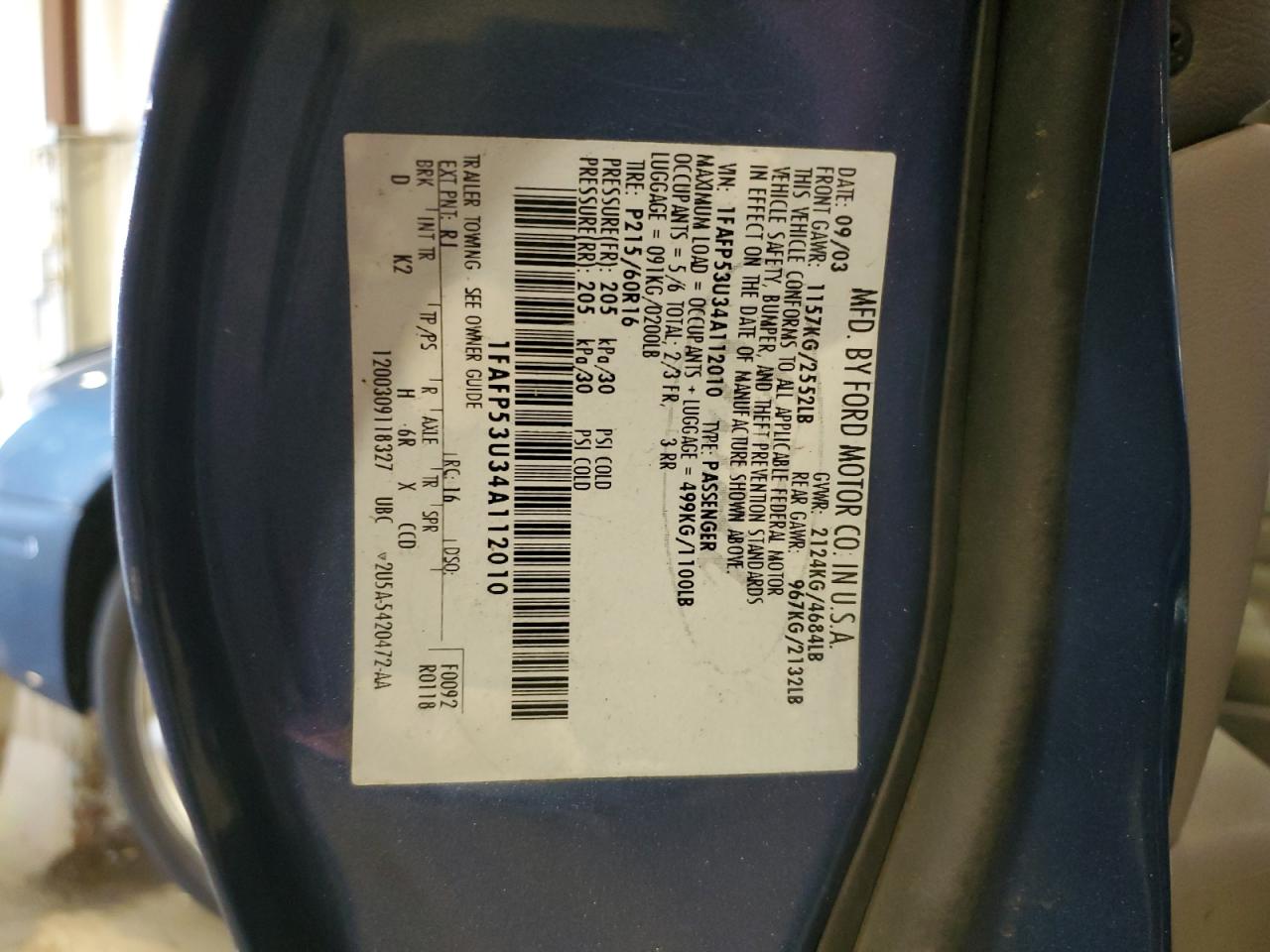 1FAFP53U34A112010 2004 Ford Taurus Se