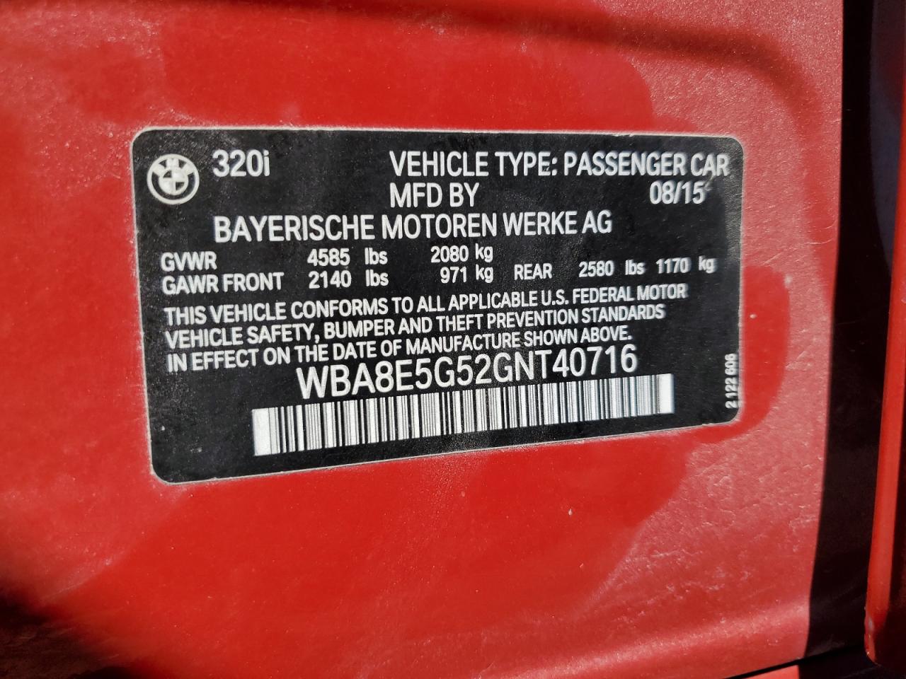WBA8E5G52GNT40716 2016 BMW 320 Xi