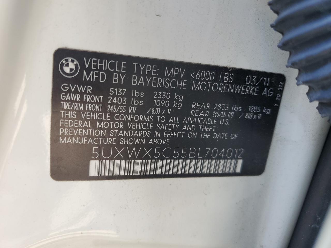 5UXWX5C55BL704012 2011 BMW X3 xDrive28I