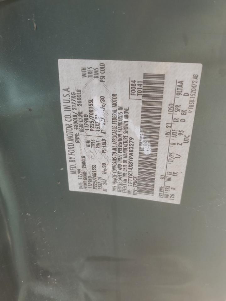 1FTYR14X8YPA83279 2000 Ford Ranger Super Cab