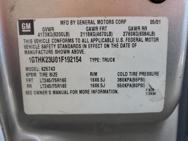 2001 GMC Sierra K2500 Heavy Duty VIN: 1GTHK23U01F192154 Lot: 60395594