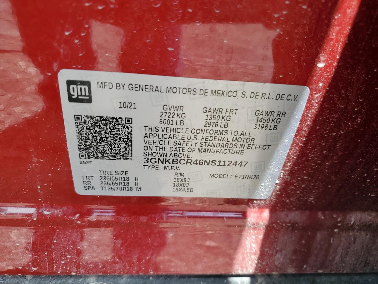 3GNKBCR46NS112447 2022 Chevrolet Blazer 2Lt