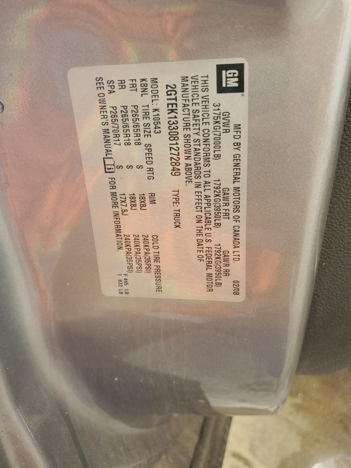 2GTEK133081272849 2008 GMC Sierra K1500