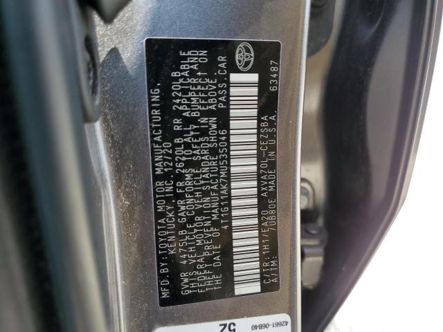 VIN 4T1G11AK7MU535046 2021 Toyota Camry, SE no.12