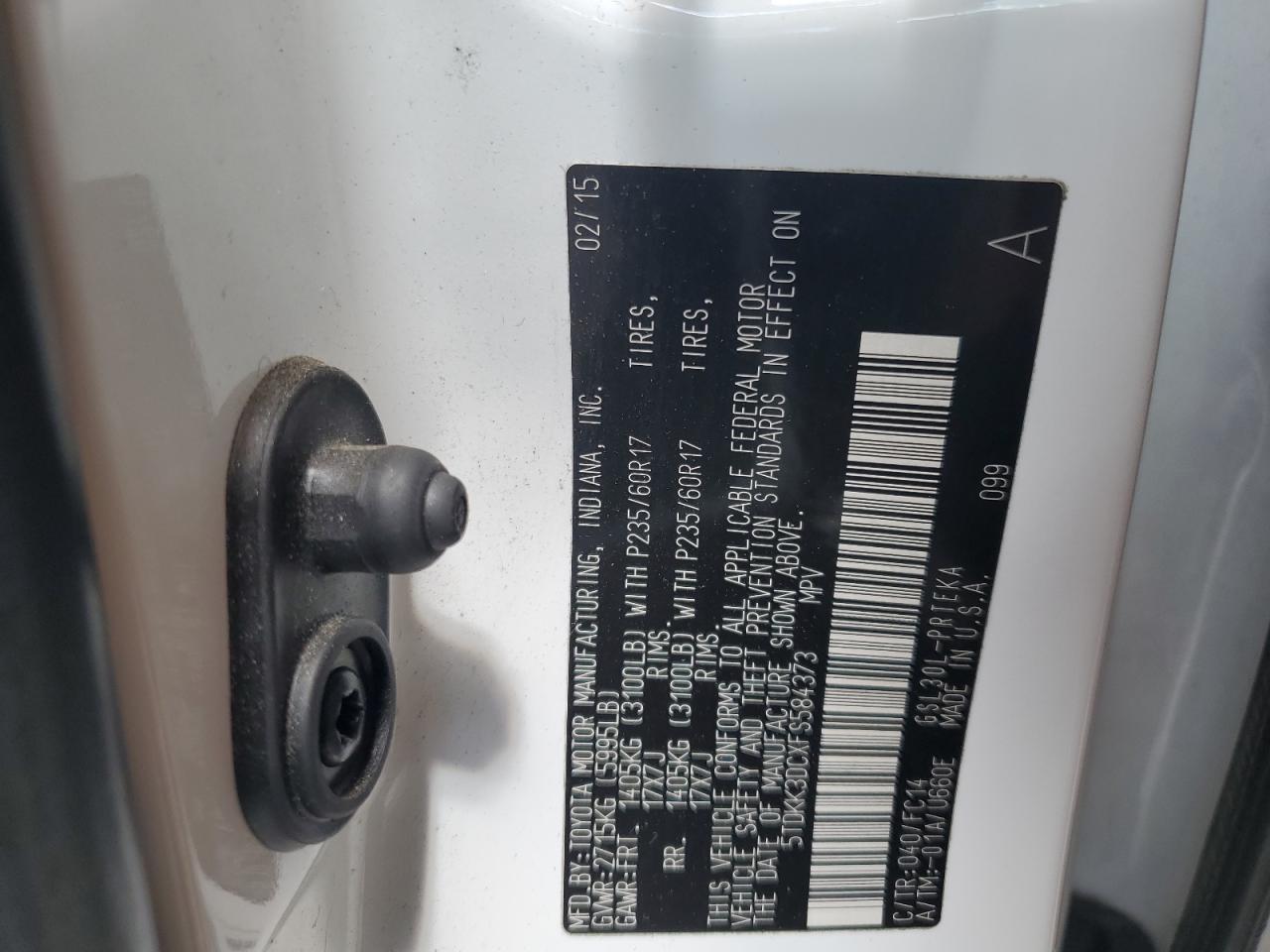 5TDKK3DCXFS584373 2015 Toyota Sienna Le