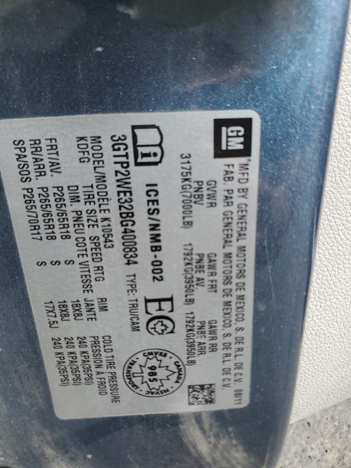 3GTP2WE32BG400834 2011 GMC Sierra K1500 Slt