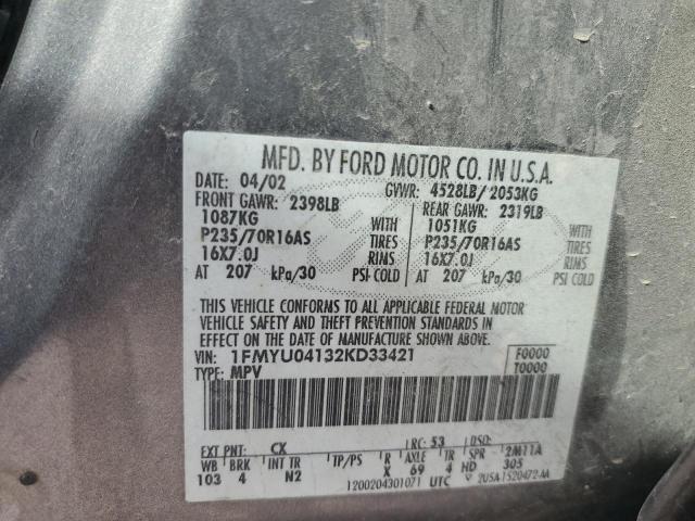 2002 Ford Escape Xlt VIN: 1FMYU04132KD33421 Lot: 57127514