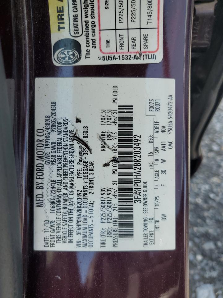 3FAHP0HA2BR203492 2011 Ford Fusion Se