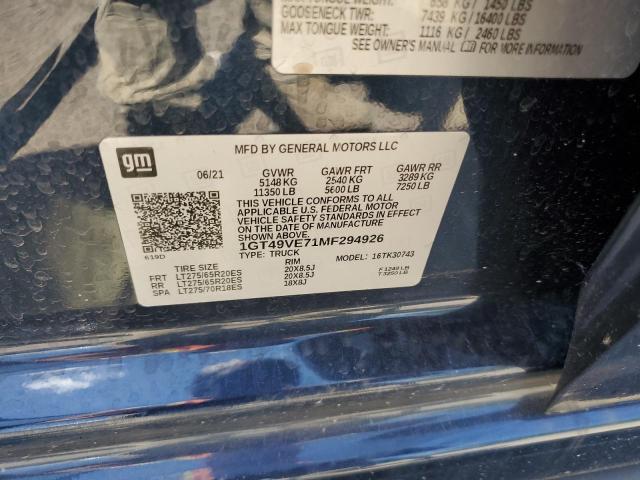 2021 GMC Sierra K3500 At4 VIN: 1GT49VE71MF294926 Lot: 58667264