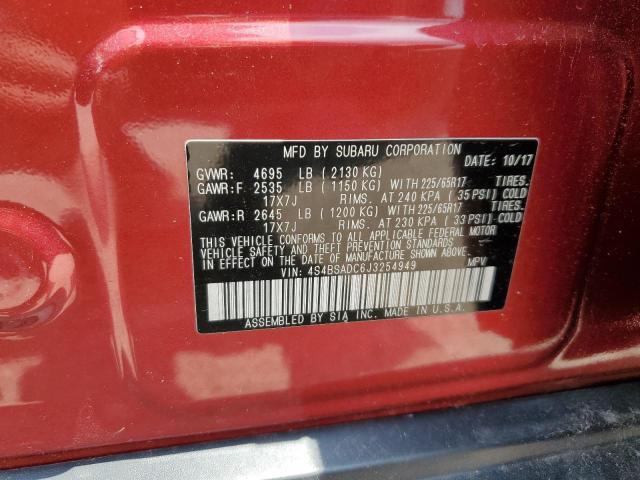 2018 Subaru Outback 2.5I Premium VIN: 4S4BSADC6J3254949 Lot: 57430544