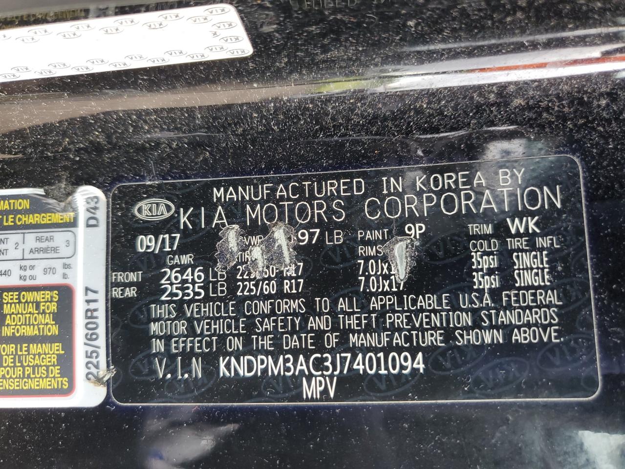 KNDPM3AC3J7401094 2018 Kia Sportage Lx