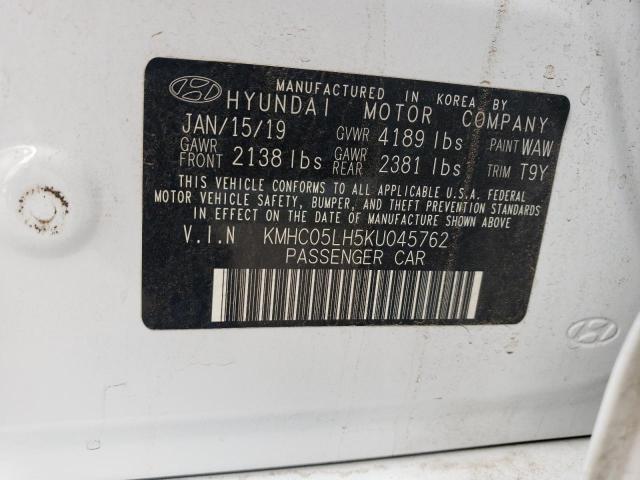 2019 Hyundai Ioniq Limited VIN: KMHC05LH5KU045762 Lot: 60113464