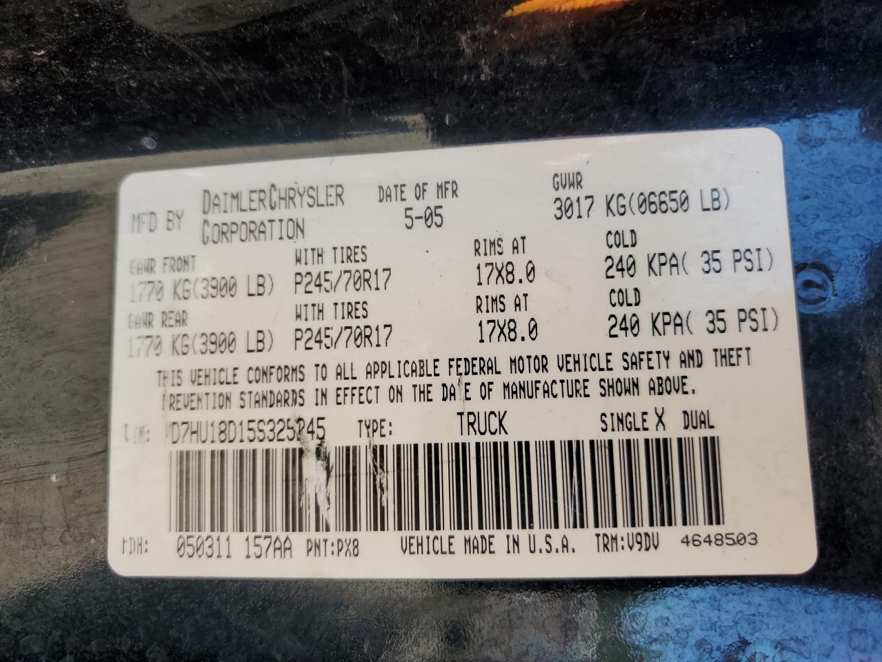 1D7HU18D15S325245 2005 Dodge Ram 1500 St