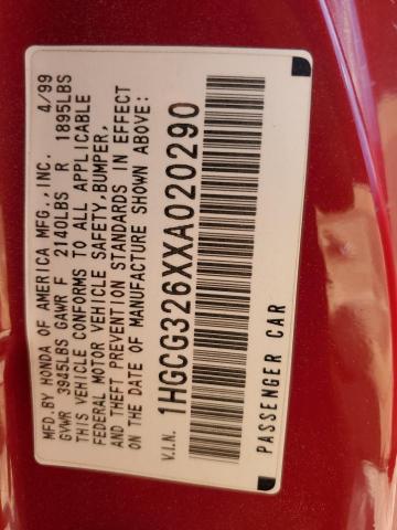 1999 Honda Accord Lx VIN: 1HGCG326XXA020290 Lot: 49287014