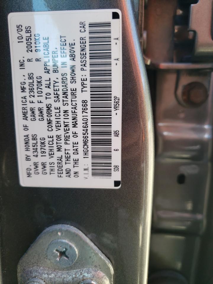 1HGCM66546A017668 2006 Honda Accord Ex