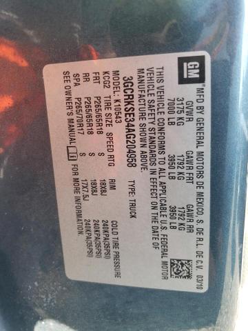 2010 Chevrolet Silverado K1500 Lt VIN: 3GCRKSE34AG204958 Lot: 59103494