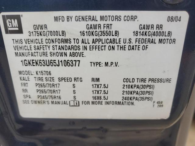 2005 GMC Yukon Denali VIN: 1GKEK63U65J106377 Lot: 57708144