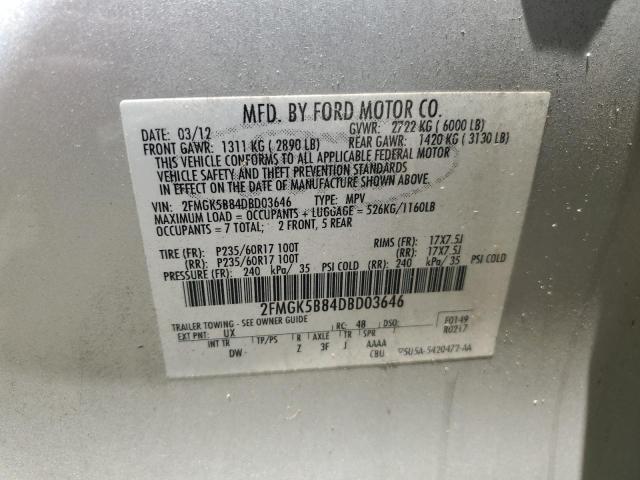 2013 Ford Flex Se VIN: 2FMGK5B84DBD03646 Lot: 58481314