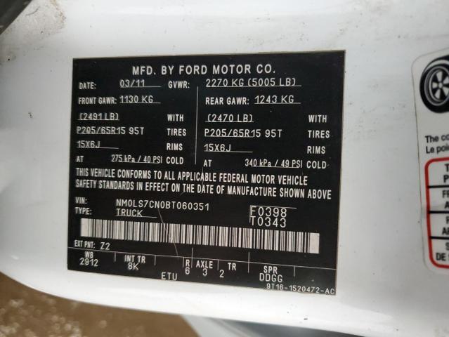 2011 Ford Transit Connect Xl VIN: NM0LS7CN0BT060351 Lot: 59825044