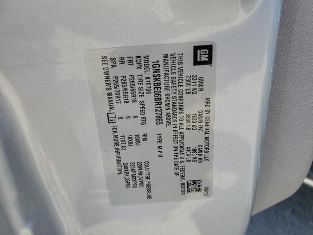 2011 Chevrolet Tahoe K1500 Lt VIN: 1GNSKBE06BR127865 Lot: 60279754