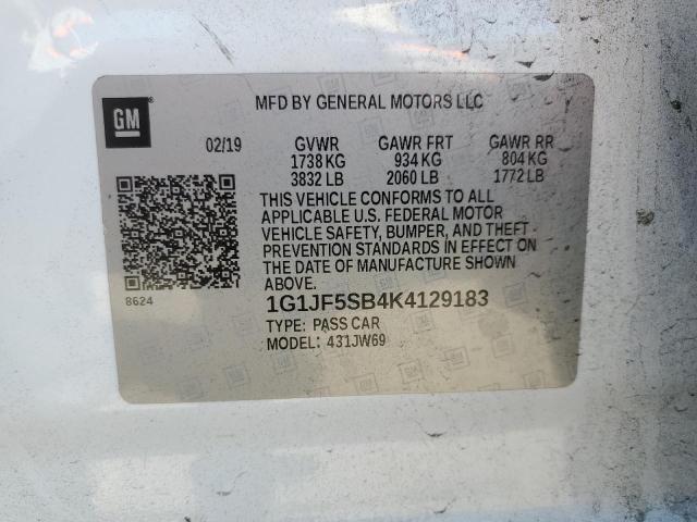 2019 Chevrolet Sonic Premier VIN: 1G1JF5SB4K4129183 Lot: 57559184