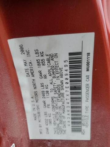 2007 Mitsubishi Eclipse Gt VIN: 4A3AK34TX7E009495 Lot: 60702444