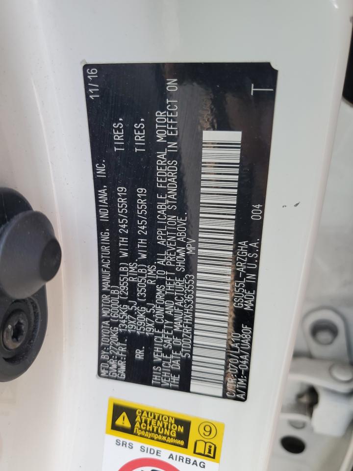 5TDDZRFHXHS363553 2017 Toyota Highlander Limited