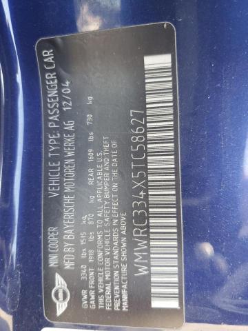 2005 Mini Cooper VIN: WMWRC334X5TC58627 Lot: 60876004