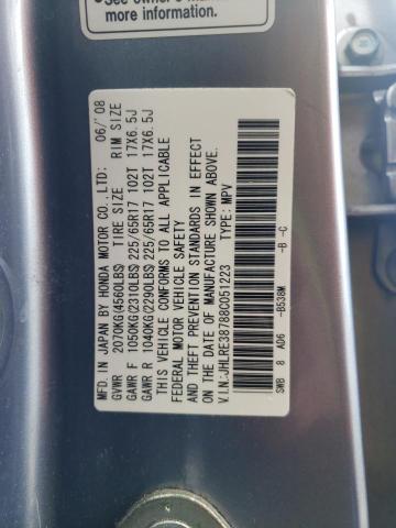 2008 Honda Cr-V Exl VIN: JHLRE38788C051223 Lot: 58582674