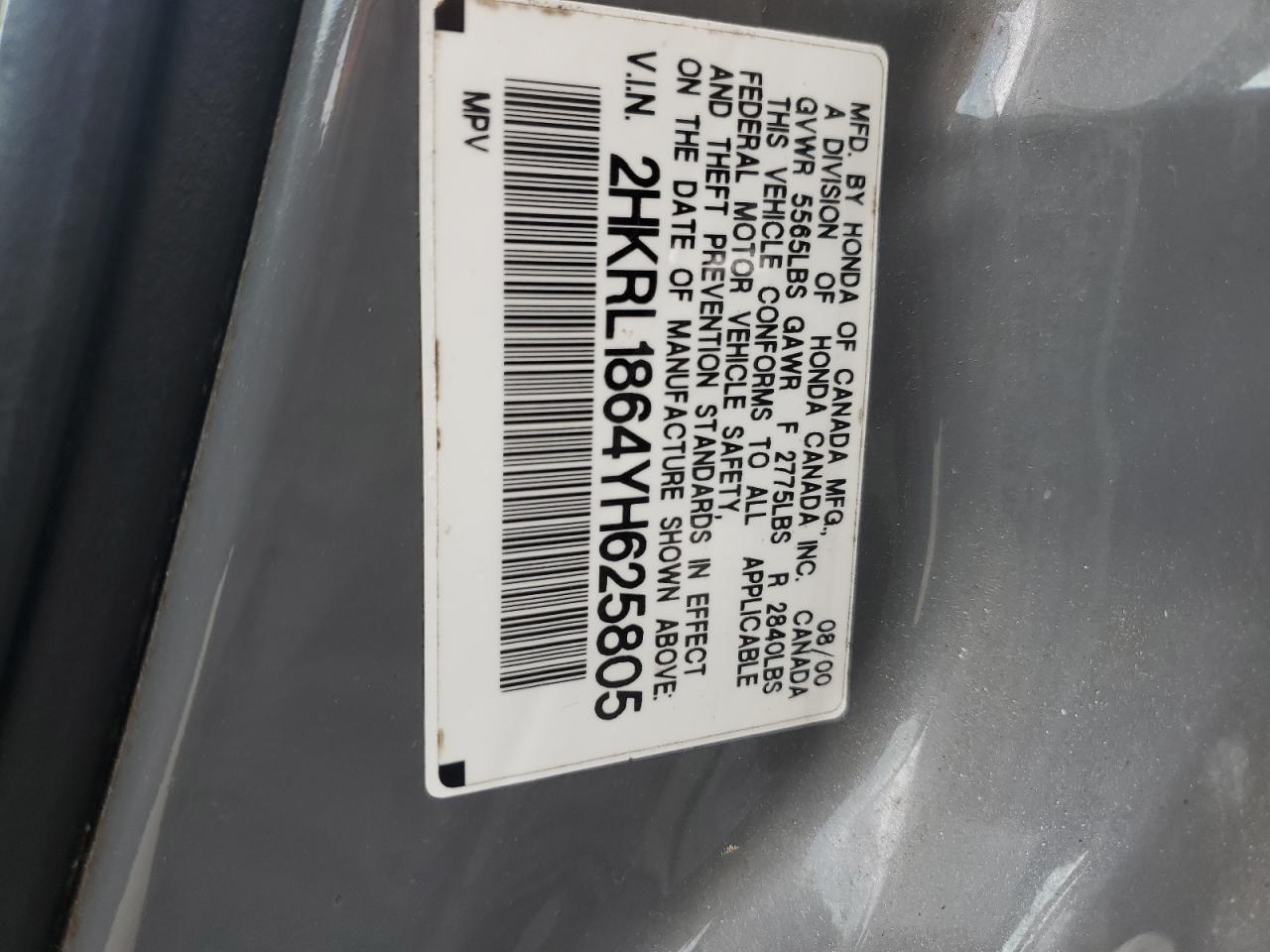 2HKRL1864YH625805 2000 Honda Odyssey Ex