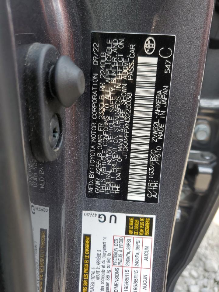 JTDKAMFPXN3223038 2022 Toyota Prius Prime Le