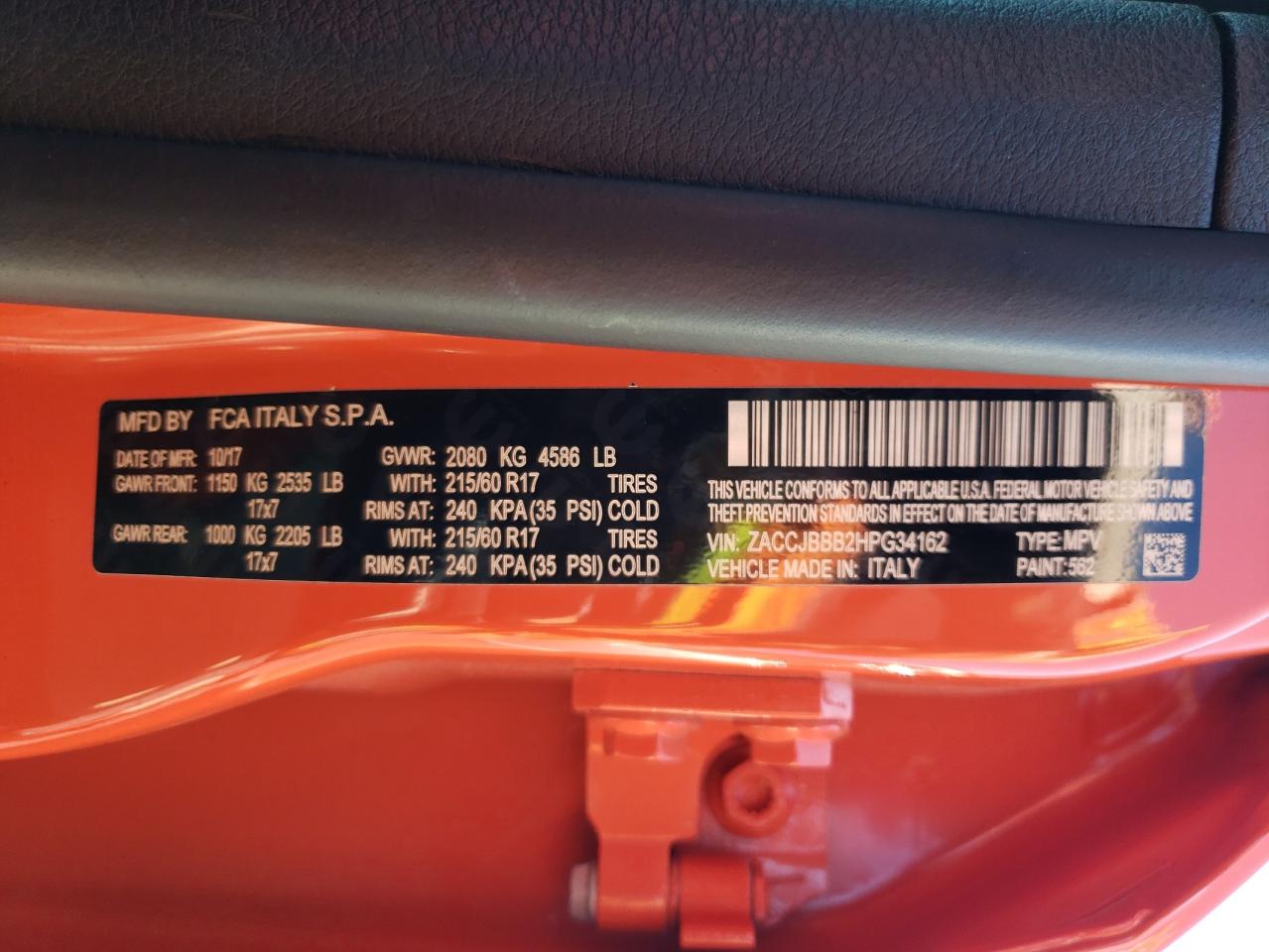 ZACCJBBB2HPG34162 2017 Jeep Renegade Latitude