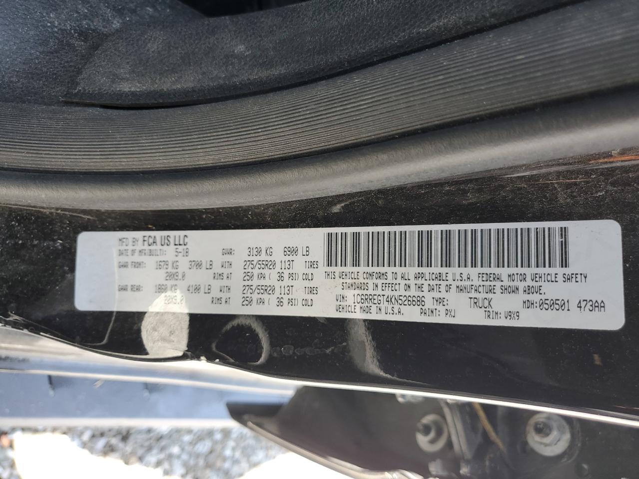 1C6RREGT4KN526686 2019 Ram 1500 Tradesman