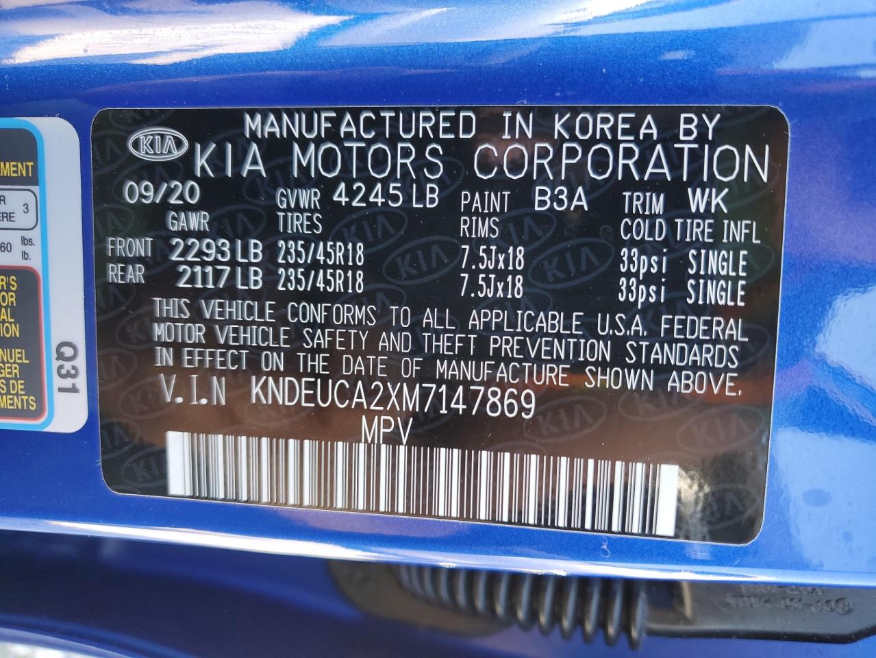 KNDEUCA2XM7147869 2021 Kia Seltos S