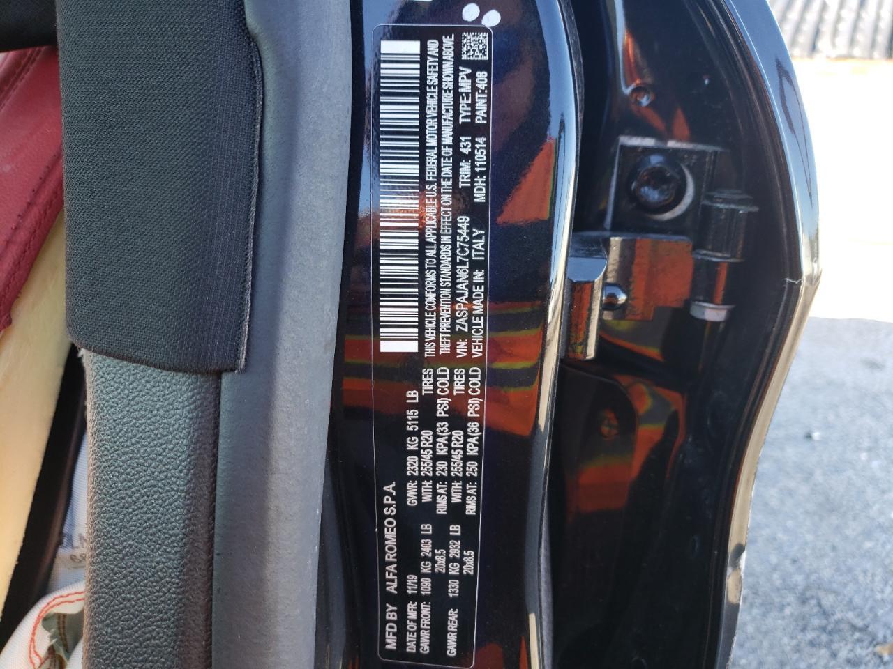 ZASPAJAN6L7C75449 2020 Alfa Romeo Stelvio