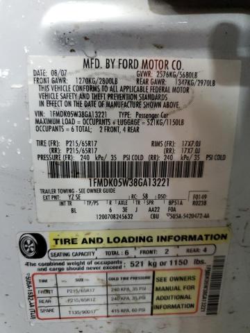 2008 Ford Taurus X Sel VIN: 1FMDK05W38GA13221 Lot: 58513974