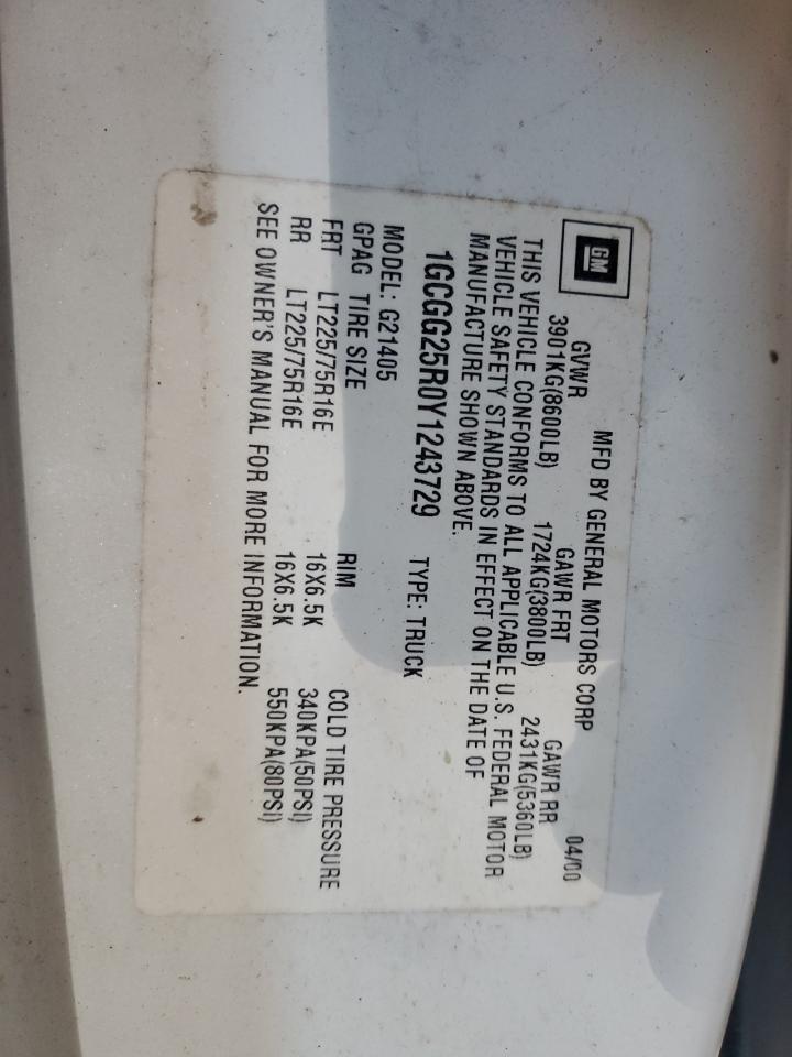 1GCGG25R0Y1243729 2000 Chevrolet Express G2500