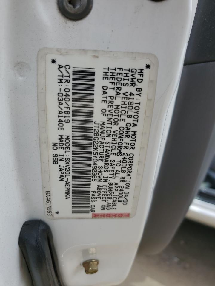 JT2BG22K5Y0492365 2000 Toyota Camry Ce