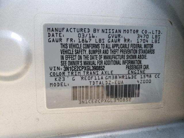 2016 Nissan Versa Note S VIN: 3N1CE2CPXGL390852 Lot: 58145044