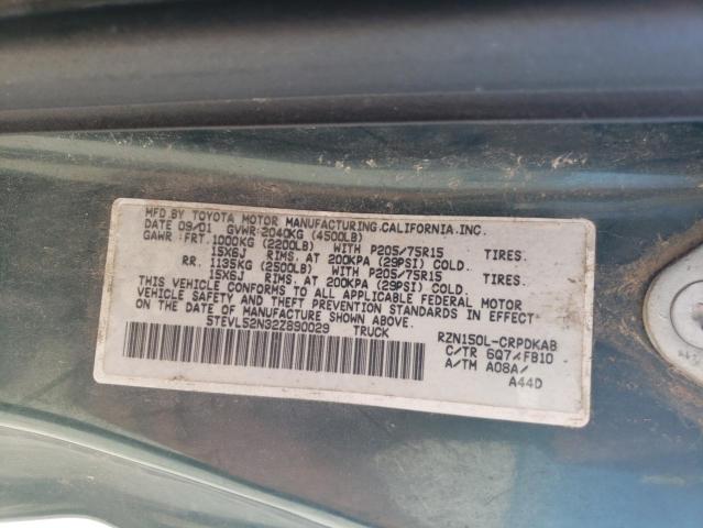 2002 Toyota Tacoma Xtracab VIN: 5TEVL52N32Z890029 Lot: 60965454