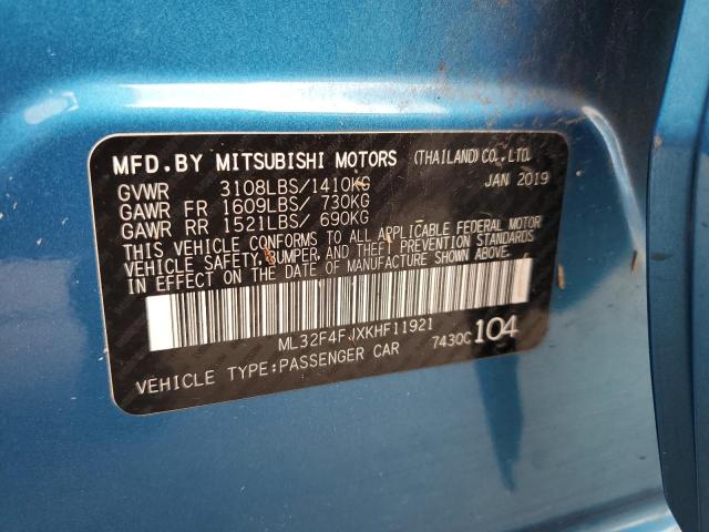 2019 Mitsubishi Mirage G4 Se VIN: ML32F4FJXKHF11921 Lot: 58457444